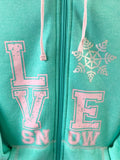 Divas Snow Gear Love Snow Zip Hoodie Mint Green SM 97343
